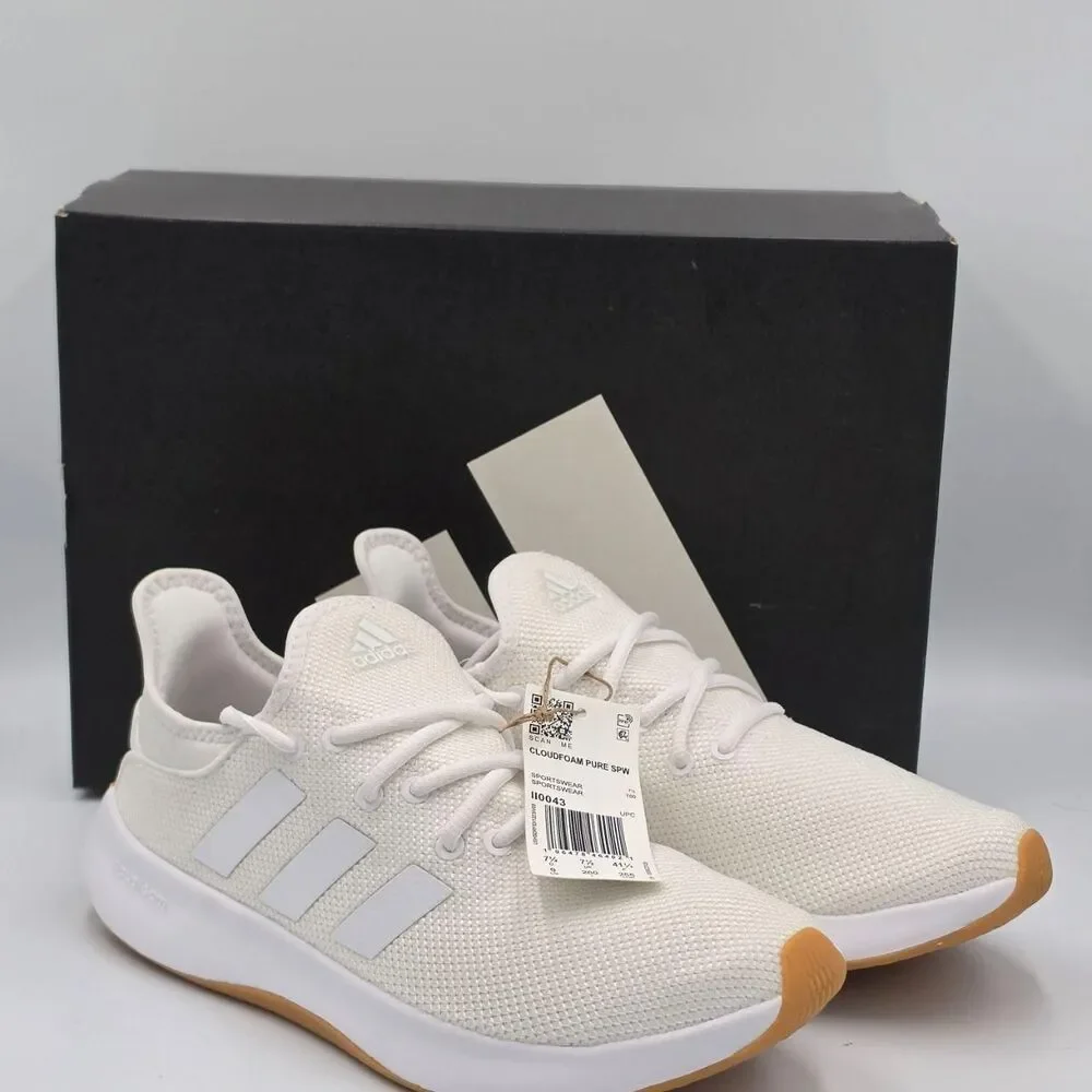 Adidas Cloudfoam Pure SPW Women’s 9 White Gum Running Shoes II0043 New in Box
